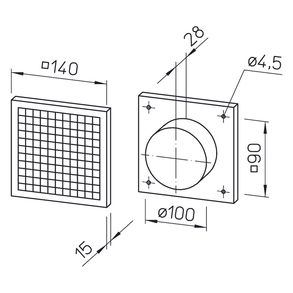 Helios G 100 Lüftungsgitter DN 90/100, Weiß... HELIOS-00796 4010184007968 (Abb. 2)