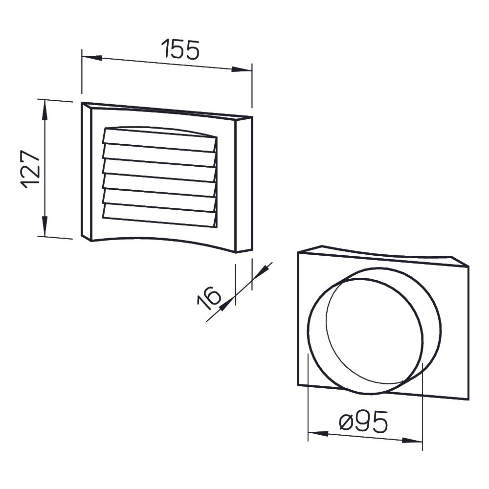 Helios LGM 100 Lüftungsgitter für Lüftungsöffnungen DN 100, Aluminium, Weiß lackiert... HELIOS-00254 4010184002543 (Abb. 2)