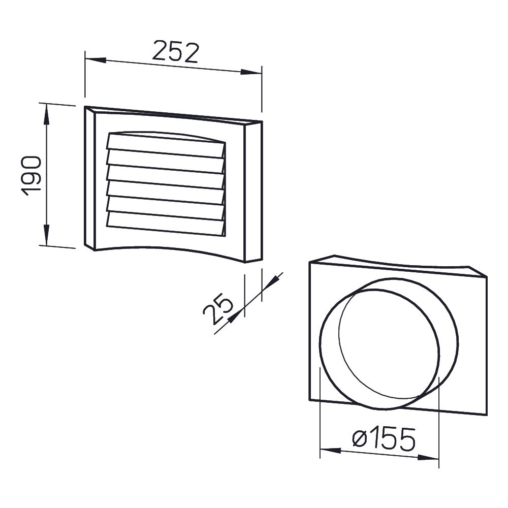 Helios LGM 160 Lüftungsgitter für Lüftungsöffnungen DN 160, Aluminium, Weiß lackiert... HELIOS-00261 4010184002611 (Abb. 2)