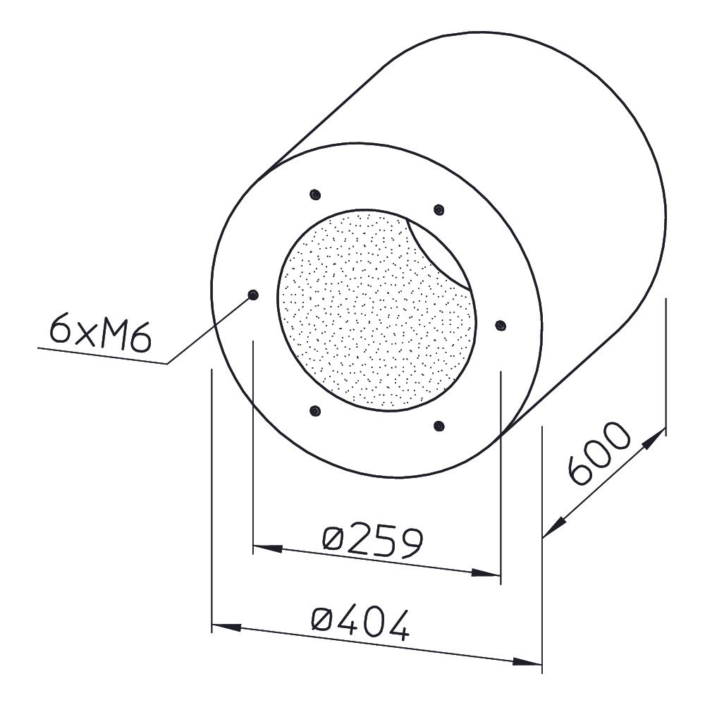 Helios RSD 225/600 Rohrschalldämpfer für Flanschanschluss DN 225, Stahlblech verzinkt... HELIOS-08735 4010184087359 (Abb. 2)
