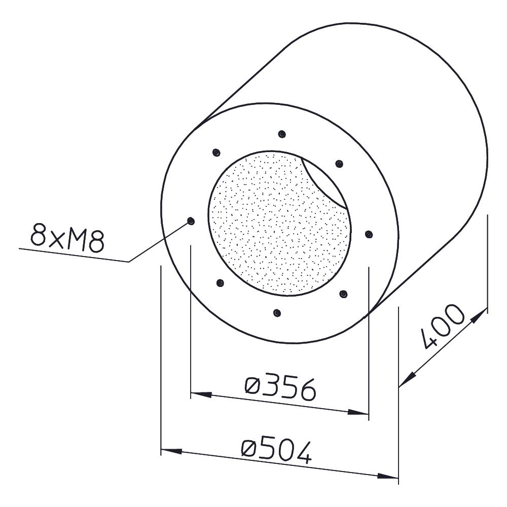 Helios RSD 315/400 Rohrschalldämpfer für Flanschanschluss DN 315, Stahlblech verzinkt... HELIOS-08743 4010184087434 (Abb. 2)