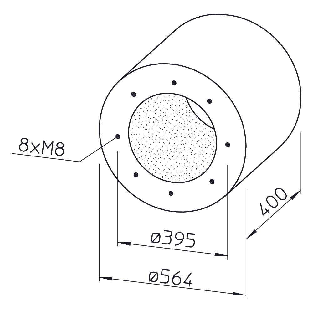 Helios RSD 355/400 Rohrschalldämpfer für Flanschanschluss DN 355, Stahlblech verzinkt... HELIOS-08746 4010184087465 (Abb. 2)