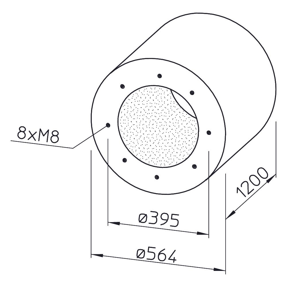 Helios Rohrschalldämpfer RSD 355/1200, Stahlblech verzinkt, für Flanschanschluss, DN 355... HELIOS-08748 4010184087489 (Abb. 2)