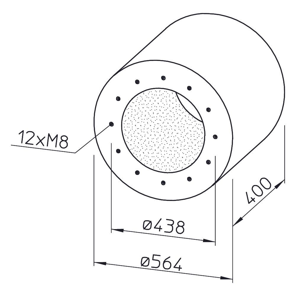 Helios Rohrschalldämpfer RSD 400/400, Stahlblech verzinkt, für Flanschanschluss, DN 400... HELIOS-08749 4010184087496 (Abb. 2)