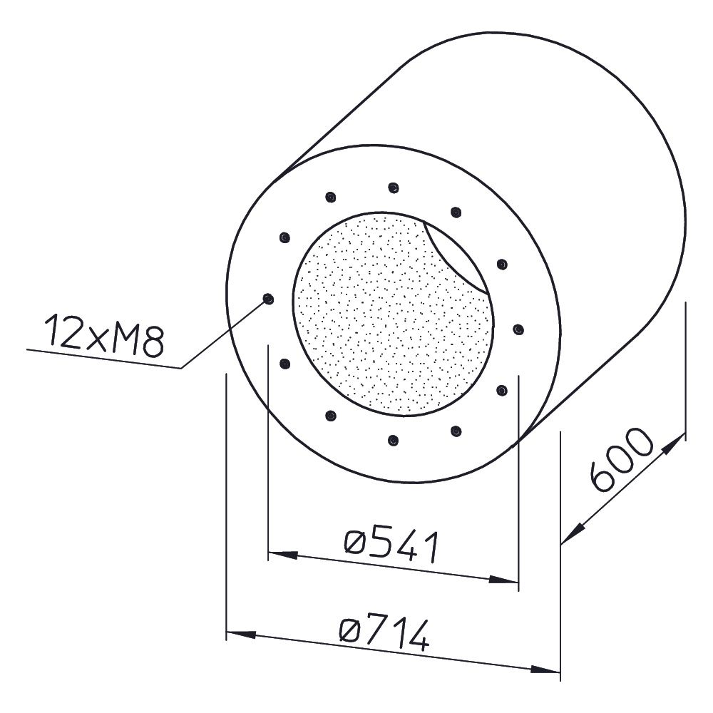 Helios Rohrschalldämpfer RSD 500/600, Stahlblech verzinkt, für Flanschanschluss, DN 500... HELIOS-08755 4010184087557 (Abb. 2)