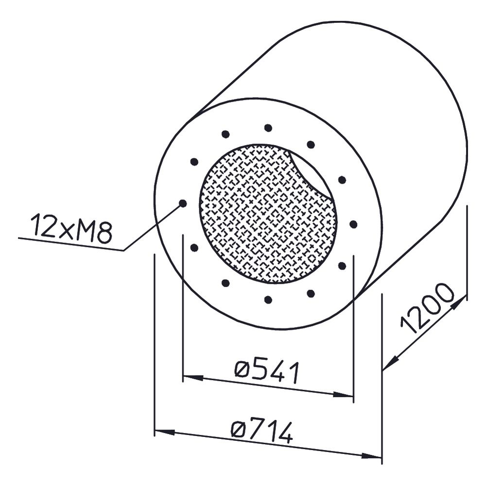 Helios RSD 500/1200 Rohrschalldämpfer für Flanschanschluss DN 500, Stahlblech verzinkt... HELIOS-08757 4010184087571 (Abb. 2)
