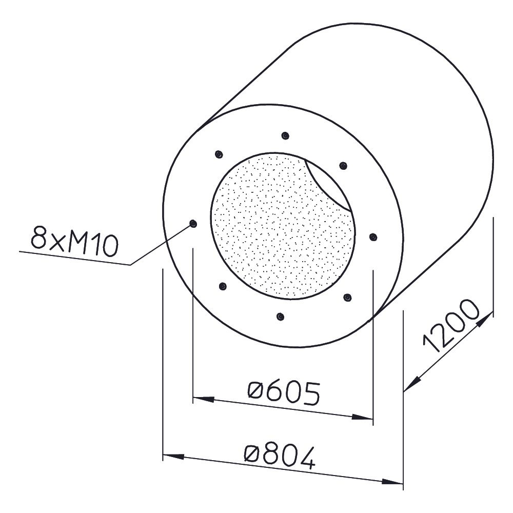 Helios Rohrschalldämpfer RSD 560/1200, Stahlblech verzinkt, für Flanschanschluss, DN 560... HELIOS-08759 4010184087595 (Abb. 2)