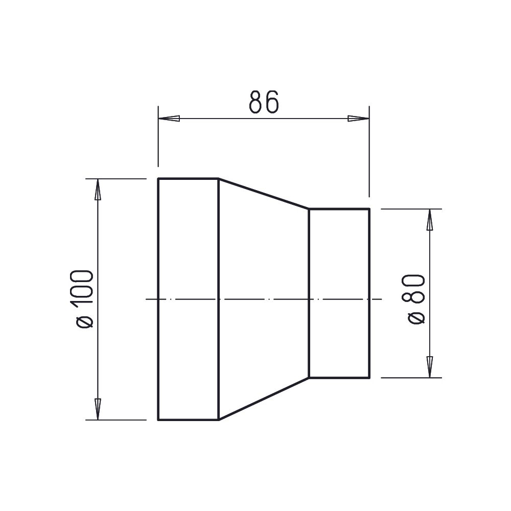 Helios RZ 100/80 Reduzierung von DN 100 auf DN 80, Kunststoff... HELIOS-05223 4010184052234 (Abb. 2)