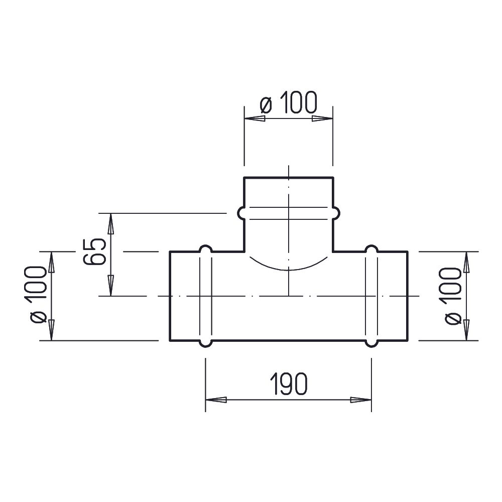 Helios TS 100 T-Abzweigstück DN 100, Stahlblech verzinkt... HELIOS-01479 4010184014799 (Abb. 2)