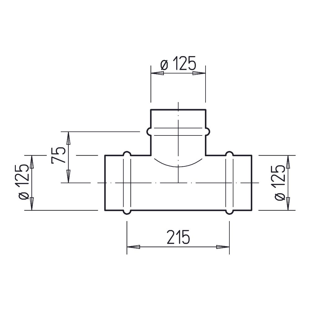 Helios TS 125 T-Abzweigstück DN 125, Stahlblech verzinkt... HELIOS-05720 4010184057208 (Abb. 2)