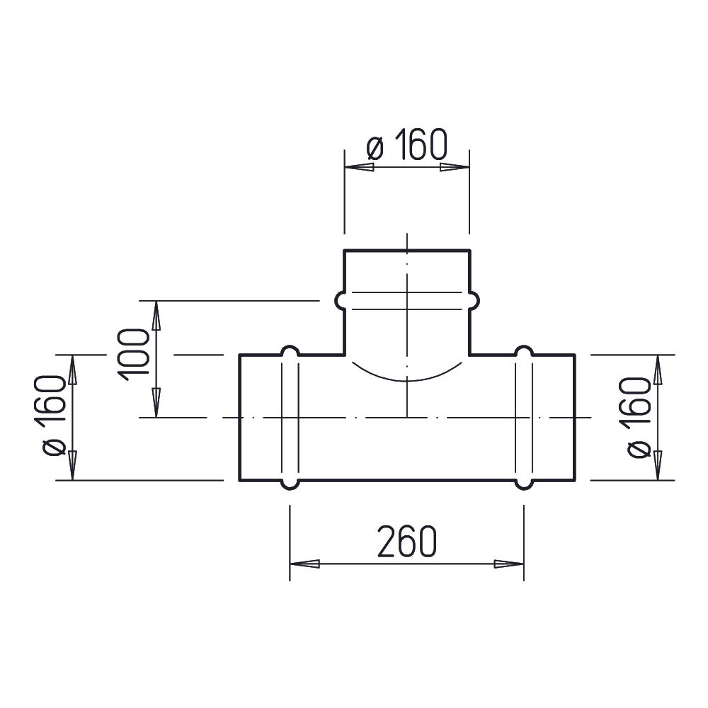 Helios TS 160 T-Abzweigstück DN 160, Stahlblech verzinkt... HELIOS-05805 4010184058052 (Abb. 2)