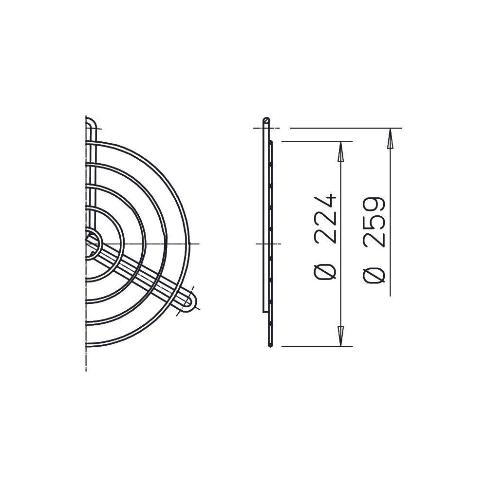 Helios SG 225 Schutzgitter zu Rohrflansch DN 225, kunststoffbeschichtet, Silbermetallic... HELIOS-01215 4010184012153 (Abb. 2)