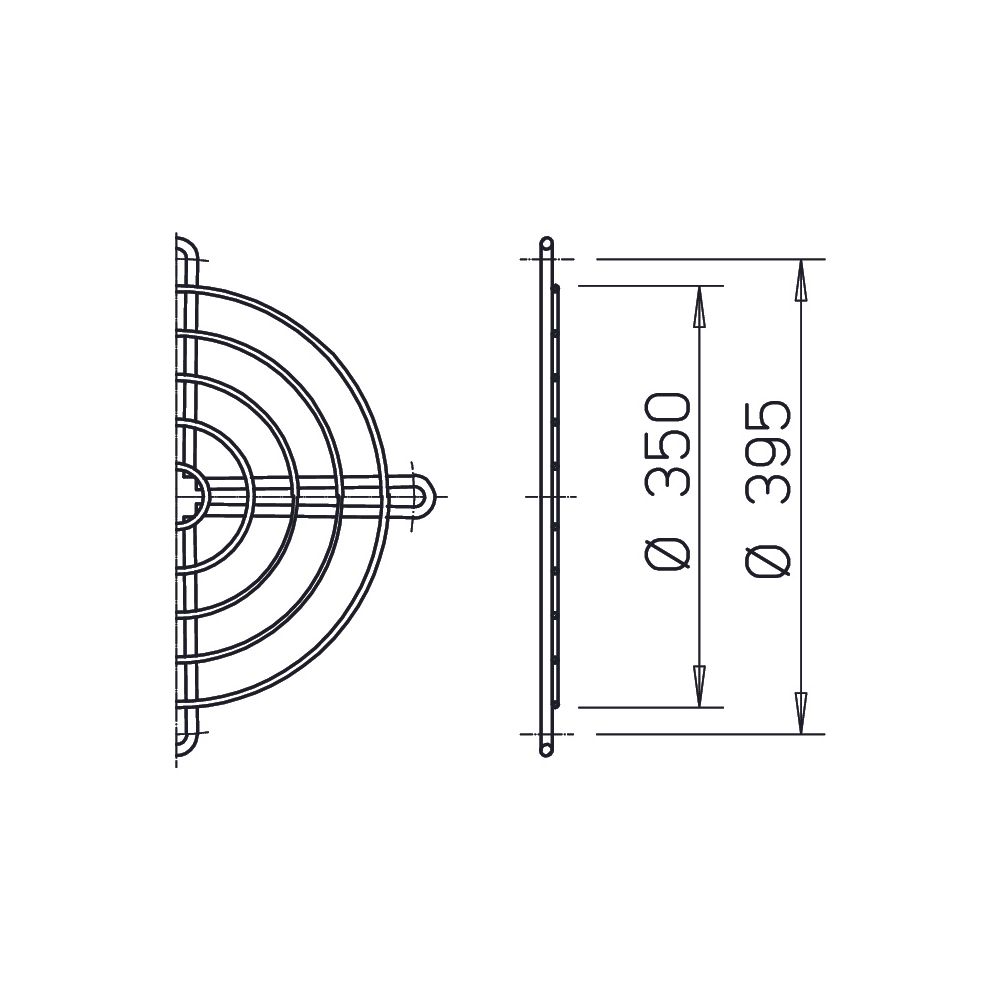 Helios SG 355 Schutzgitter zu Rohrflansch DN 355, kunststoffbeschichtet, Silbermetallic... HELIOS-01238 4010184012382 (Abb. 2)