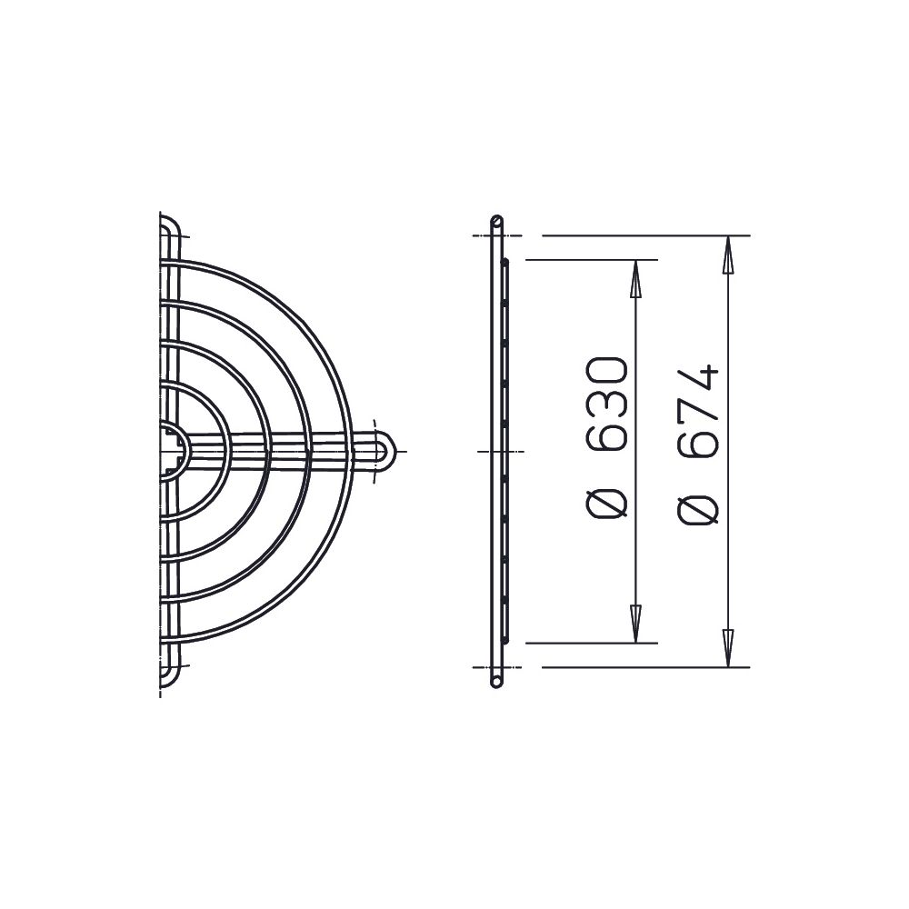 Helios SG 630 Schutzgitter zu Rohrflansch, kunststoffbeschichtet, Silbermetallic... HELIOS-01243 4010184012436 (Abb. 2)