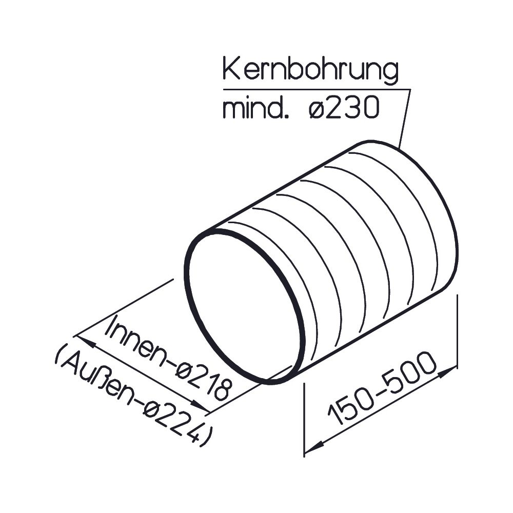 Helios WER 200 Wand-Rohrhülse DN 200, Länge flexibel, max. 500mm... HELIOS-00368 4010184003687 (Abb. 2)