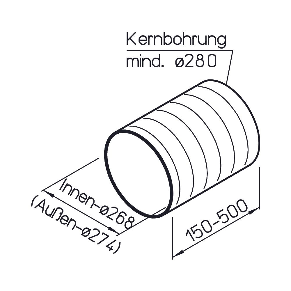 Helios WER 225/250 Wand-Rohrhülse DN 250, Länge flexibel, max. 500mm... HELIOS-00369 4010184003694 (Abb. 2)
