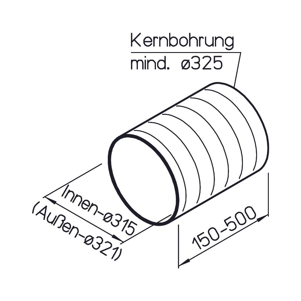Helios WER 300 Wand-Rohrhülse DN 300, Länge flexibel, max. 500mm... HELIOS-00469 4010184004691 (Abb. 2)