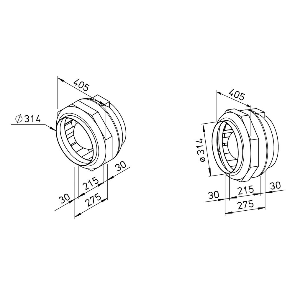Helios RRK 315 Radial-Rohrventilator, 1-PH 230V, DN 315, Gehäuse aus glasfaserverstärktem... HELIOS-05979 4010184059790 (Abb. 2)