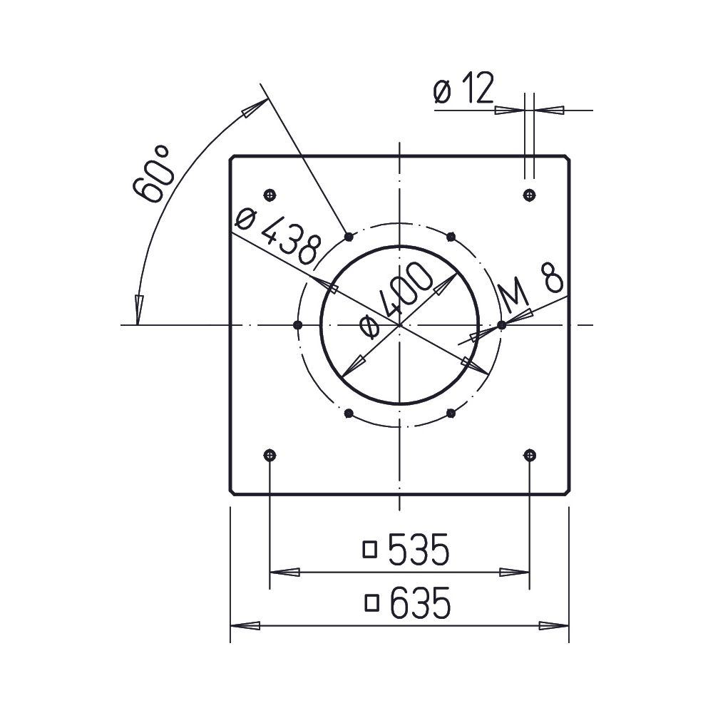 Helios FAP 400 Flansch-Anschlussplatte zu DVEC 400, Stahlblech verzinkt... HELIOS-08384 4010184083849 (Abb. 2)