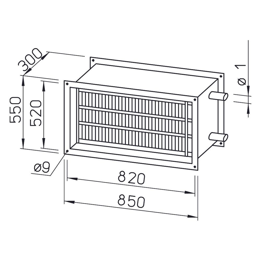 Helios WHR 2/80/50 Warmwasser-Heizregister 850x300x550mm für Rechteck-Kanäle... HELIOS-08795 4010184087953 (Abb. 2)