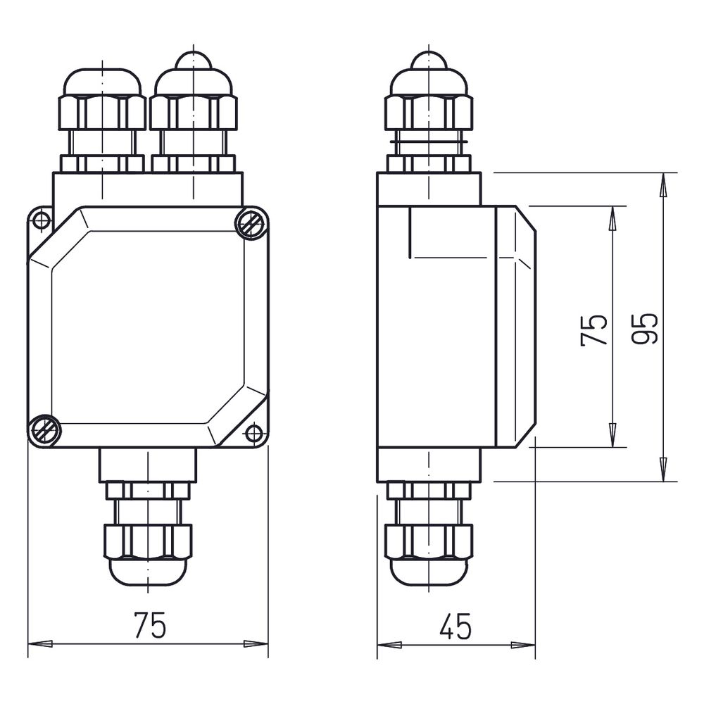 Helios KKEX Ausführung Drehstrom 4 und 1 PE, Mantelklemmen 3x M20 und 1x M20 Verschlussst... HELIOS-06862 4010184068624 (Abb. 2)