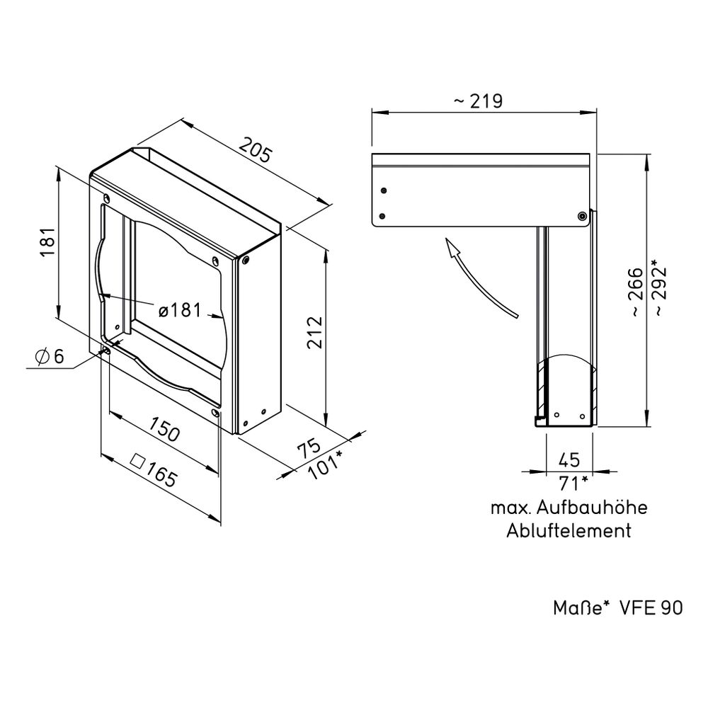 Helios VFE 70 Vorsatz-Filterelement, Bauhöhe für Einbauten max. 47mm... HELIOS-02552 4010184025528 (Abb. 2)