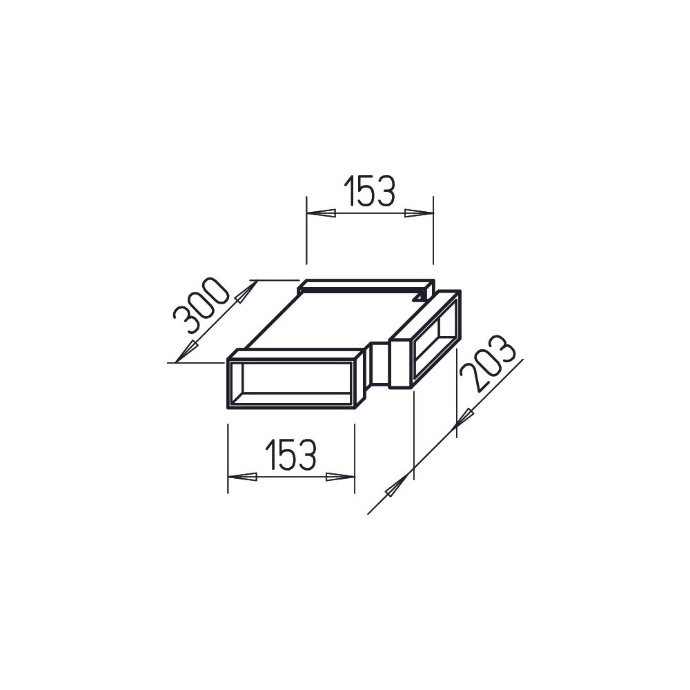 Helios FK-T 150/200/150 Flachkanal T-Stück 2x 150x50mm, 1x 200x50mm, Stahlblech verzinkt... HELIOS-02926 4010184029267 (Abb. 2)