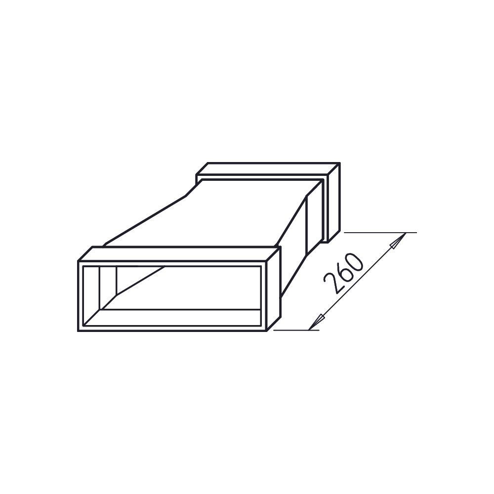 Helios FK-RA 200/150 Flachkanal Reduzierungen asymetrisch, von 200mm auf 150mm, Stahlblec... HELIOS-02933 4010184029335 (Abb. 2)