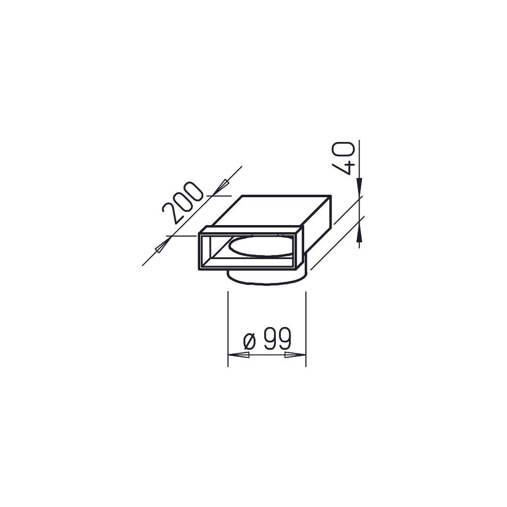 Helios FK-ER 150/100 Flachkanal Endstück 150x50mm, 90 Grad, Anschluss für Wickelfalzrohr ... HELIOS-02934 4010184029342 (Abb. 2)