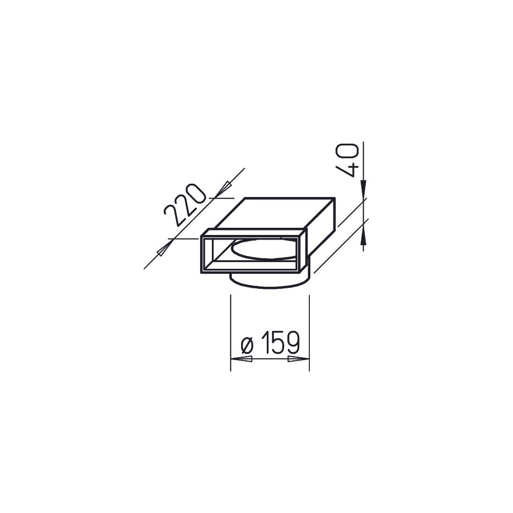 Helios FK-ER 200/160 Flachkanal Endstück 200x50mm, 90 Grad, Anschluss für Wickelfalzrohr ... HELIOS-02936 4010184029366 (Abb. 2)