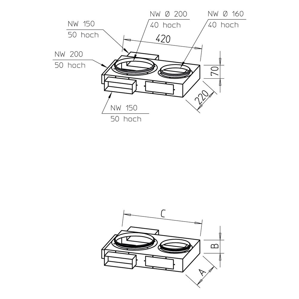 Helios FK-VK Verteilerkasten 4x NW 150 und 1x NW 200, Stahlblech verzinkt... HELIOS-02987 4010184029878 (Abb. 2)
