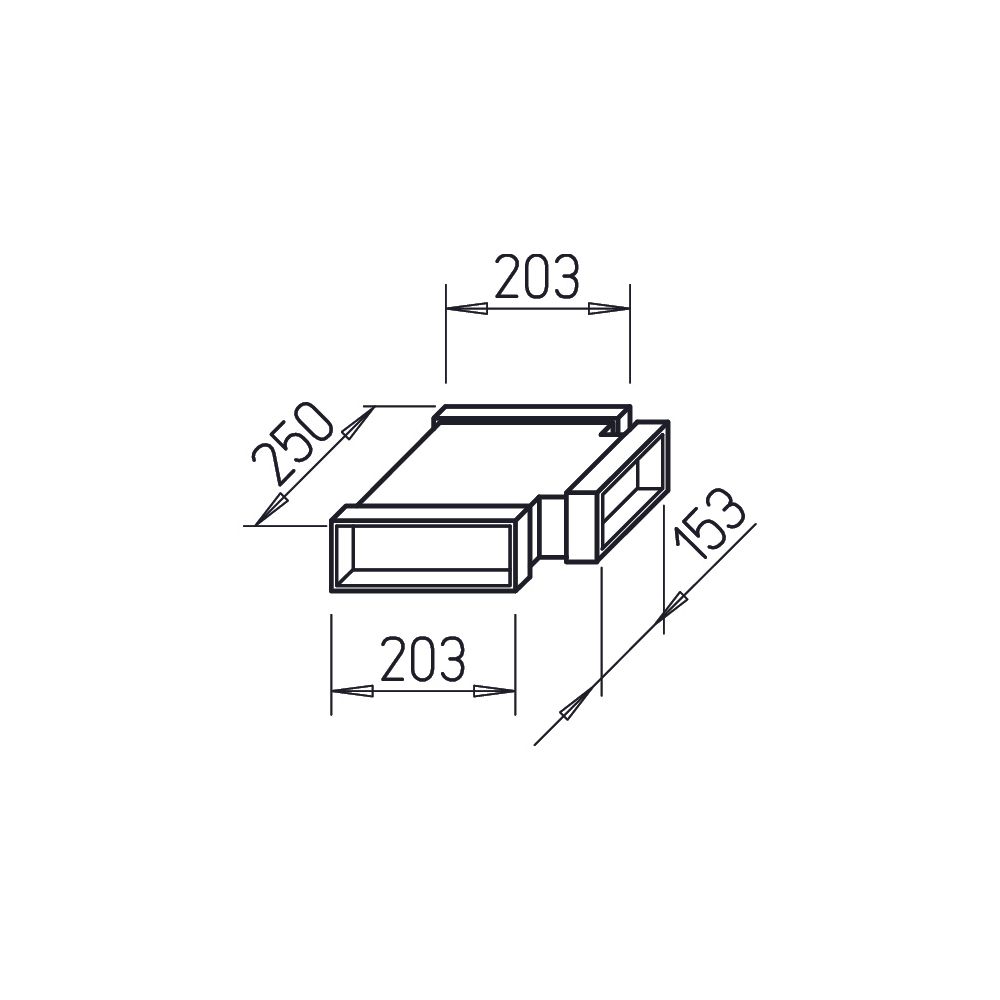 Helios FK-T 200/150/200 Flachkanal T-Stück 1x 150x50mm, 2x 200x50mm, Stahlblech verzinkt... HELIOS-02925 4010184029250 (Abb. 2)