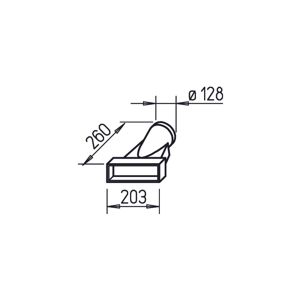Helios FK-Ü 125/200 Übergang von Rohr DN 125 auf Flachkanal 200x50mm, Stahlblech verzinkt... HELIOS-02998 4010184029984 (Abb. 2)