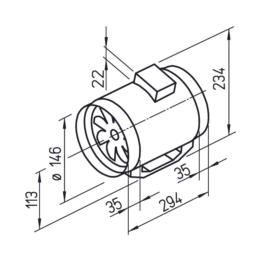Helios MV 150 Multivent-Rohrventilator 1-PH 230V, 520m3/h, DN 125, 40/50W... HELIOS-06053 4010184060536 (Abb. 2)