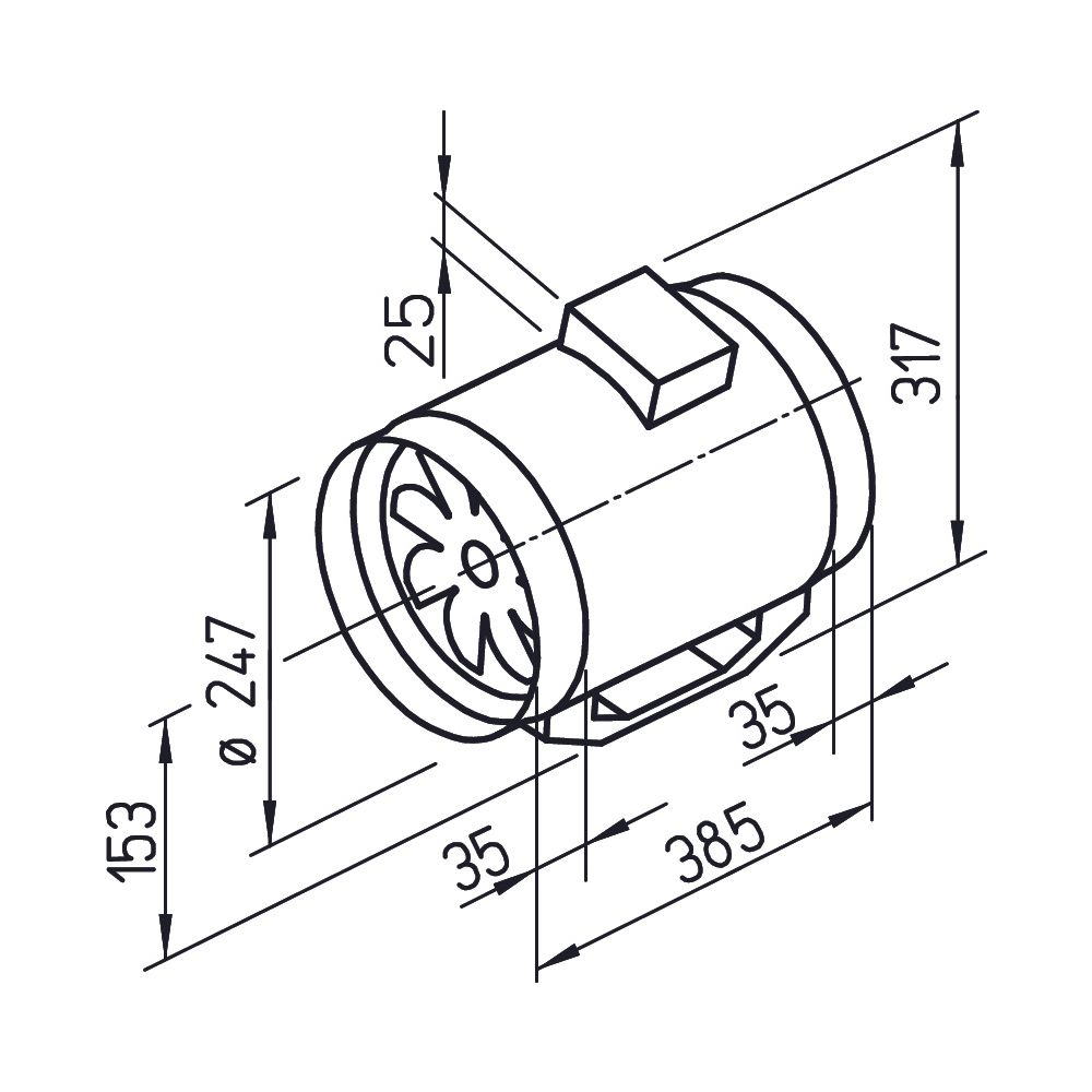 Helios MV 250 Multivent-Rohrventilator 1-PH 230V, 910m3/h, DN 250, 90/110W... HELIOS-06056 4010184060567 (Abb. 2)