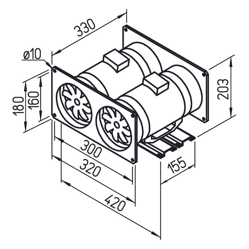Helios MVP 100 Multivent Parallel-Twin-Unit 1-PH, 230V, 480m3/h, 40/40W, kompletter Bausa... HELIOS-06065 4010184060659 (Abb. 2)