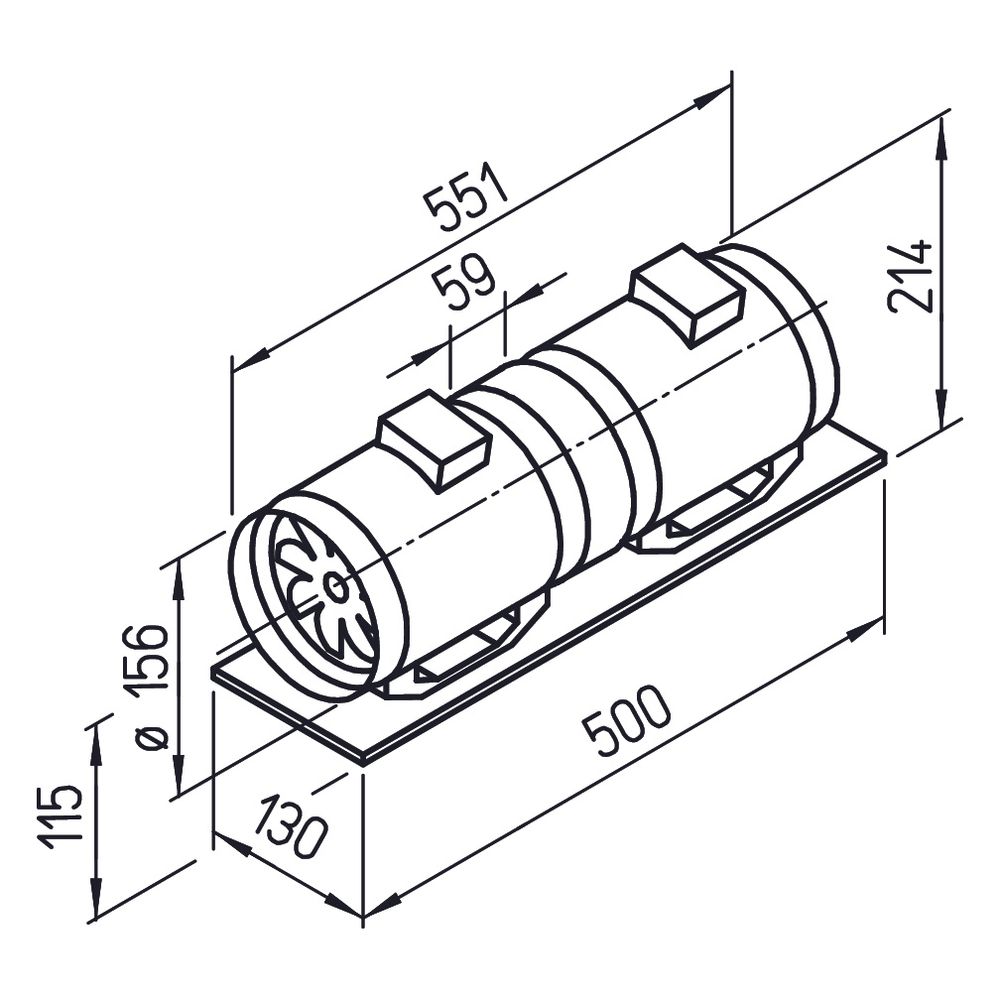 Helios MVZ 160 Multivent zweistufige Ventilator-Unit, 1-PH 230V, 550m3/h, 80/110W, komple... HELIOS-06061 4010184060611 (Abb. 2)