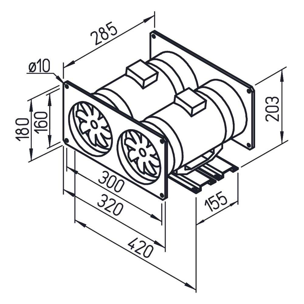 Helios MVP 125 Multivent Parallel-Twin-Unit 1-PH, 230V, 720m3/h, 50/60W, kompletter Bausa... HELIOS-06066 4010184060666 (Abb. 2)