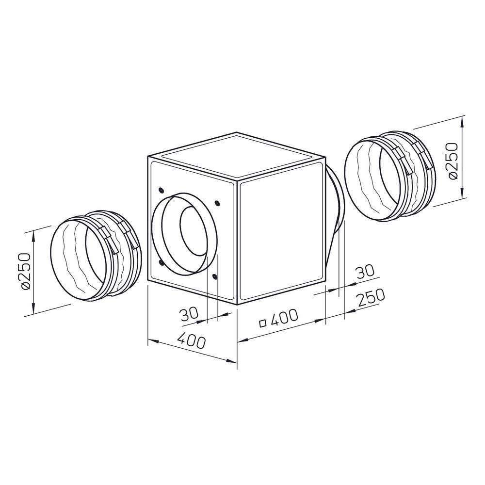 Helios GBW 250/4 Gigabox inkl. Formstück und flexiblen Manschetten, 1-PH regelbar 230V, 1... HELIOS-05509 4010184055099 (Abb. 2)