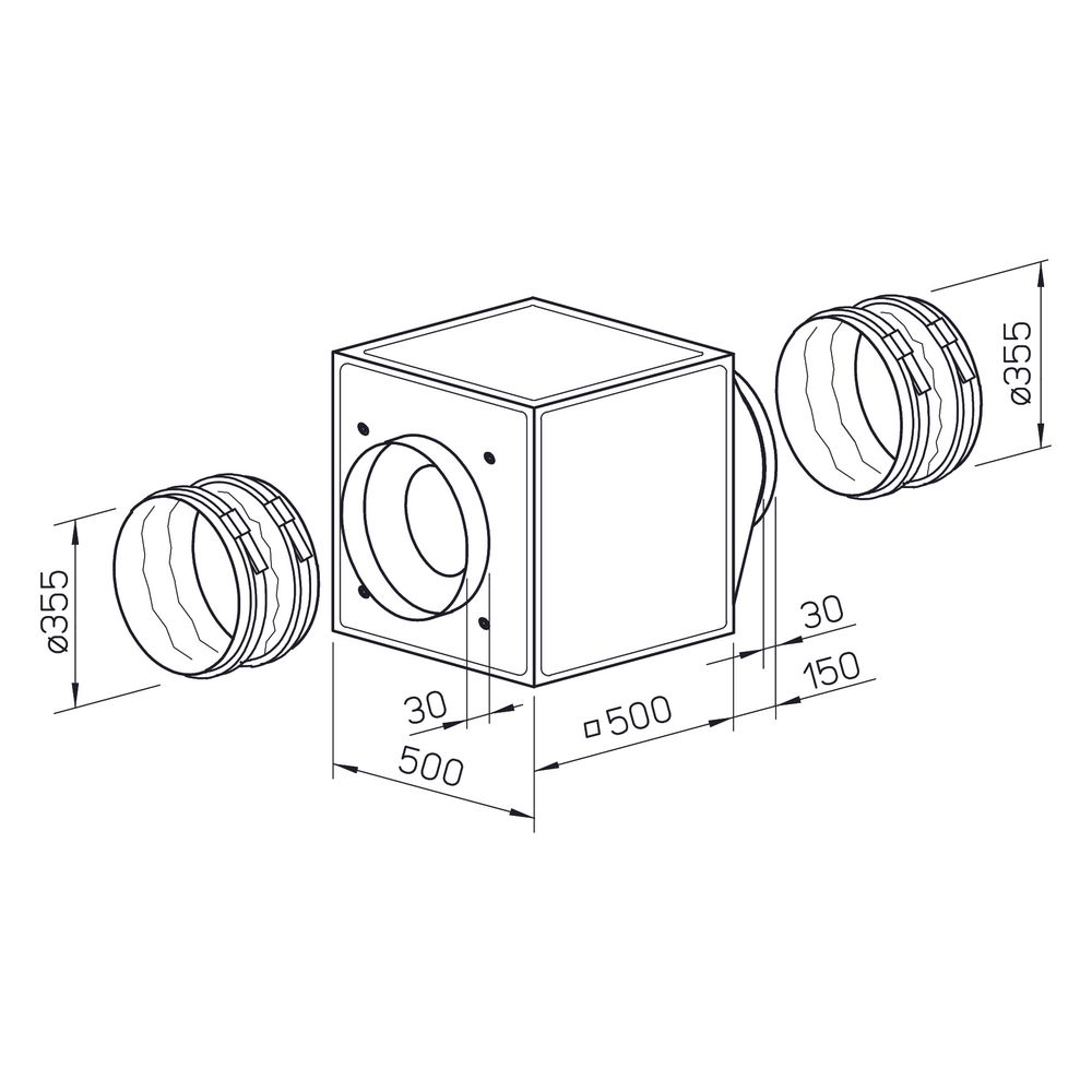 Helios GBD 355/4/4 Gigabox inkl. Formstück und flexiblen Manschetten, 3-PH regelbar 400V,... HELIOS-05512 4010184055129 (Abb. 2)