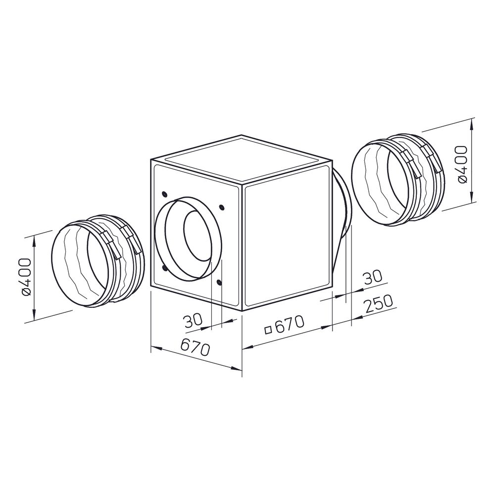Helios GBW EC 400 A Gigabox EC inkl. Formstück und flexiblen Manschetten DN 400, 1-PH 230... HELIOS-05817 4010184058175 (Abb. 2)