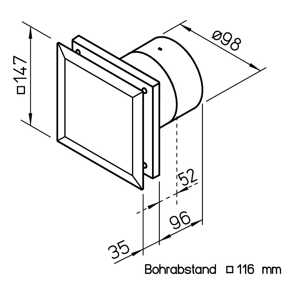 Helios M1/100 N/C Minivent DN 100 zweistufig, mit Nachlauf codierbar/Intervall, Schwarz... HELIOS-40771 4010184407713 (Abb. 2)