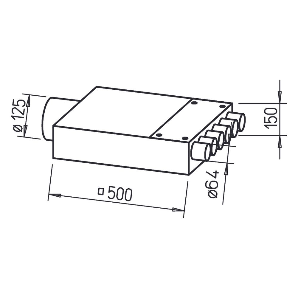 Helios FRS-VK 6-63/125 Verteilerkasten mit 6 Stutzen für FRS-R 63, Anschluss-DN 125... HELIOS-09355 4010184093558 (Abb. 2)