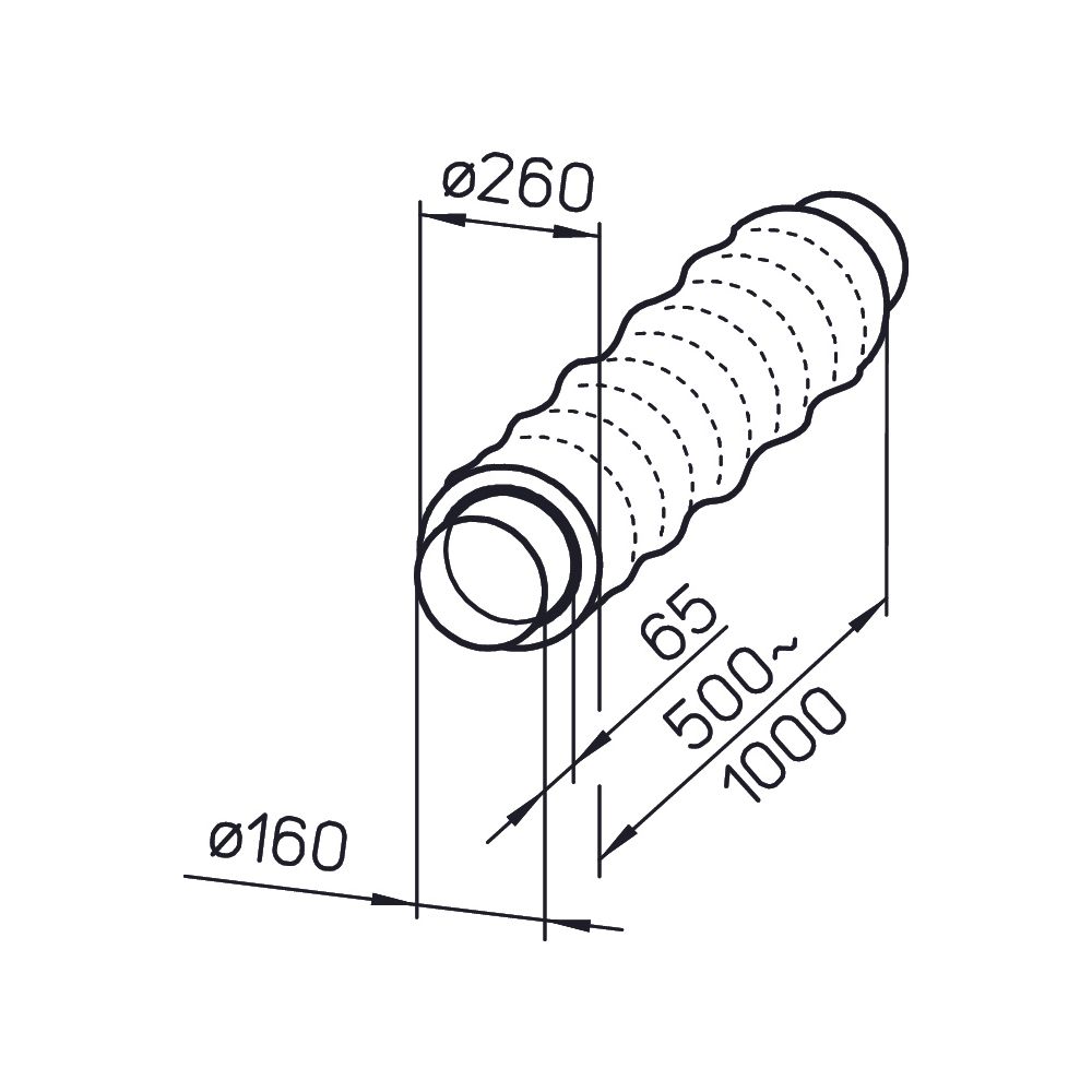 Helios SDE 160 Flexibler Rohrschalldämpfer elastisch DN 160, Länge 1m... HELIOS-00790 4010184007906 (Abb. 2)