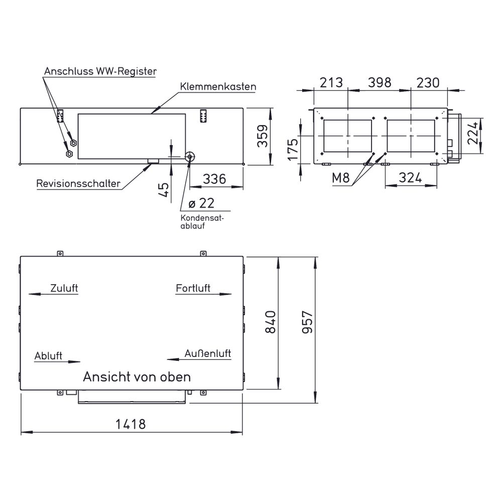 Helios KWL EC 700 D PRO KWL-Deckengerät mit WRG, EC-Ventilatoren, 680m3/h, Auto-Bypass Au... HELIOS-04171 4010184041719 (Abb. 2)