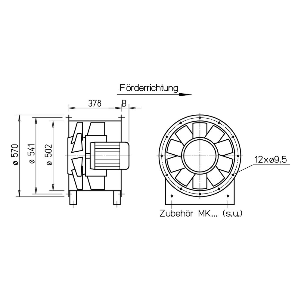 Helios Axial-Mitteldruckventilator AMD 500/4/2 polumschaltbar Dahlander, 10.820/22.250m3/... HELIOS-03274 4010184032748 (Abb. 2)