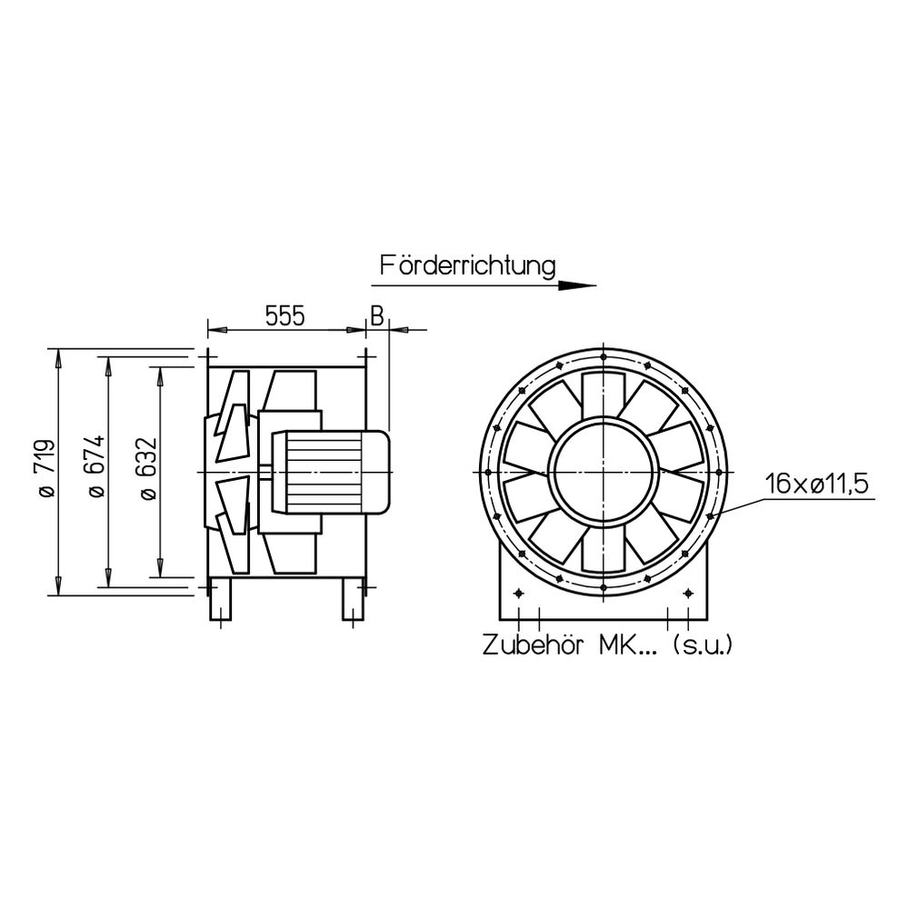 Helios Axial-Mitteldruckventilator AMD 630/4, IE 3, 22.660m3/h, 4,0kW, 3-phasig 400V... HELIOS-03294 4010184032946 (Abb. 2)