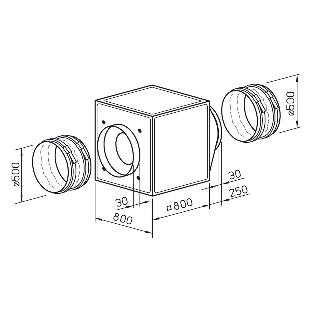 Helios GBD EC 500 A Gigabox EC inkl. Formstück und flexiblen Manschetten DN 500, 3-PH 400... HELIOS-05818 4010184058182 (Abb. 2)
