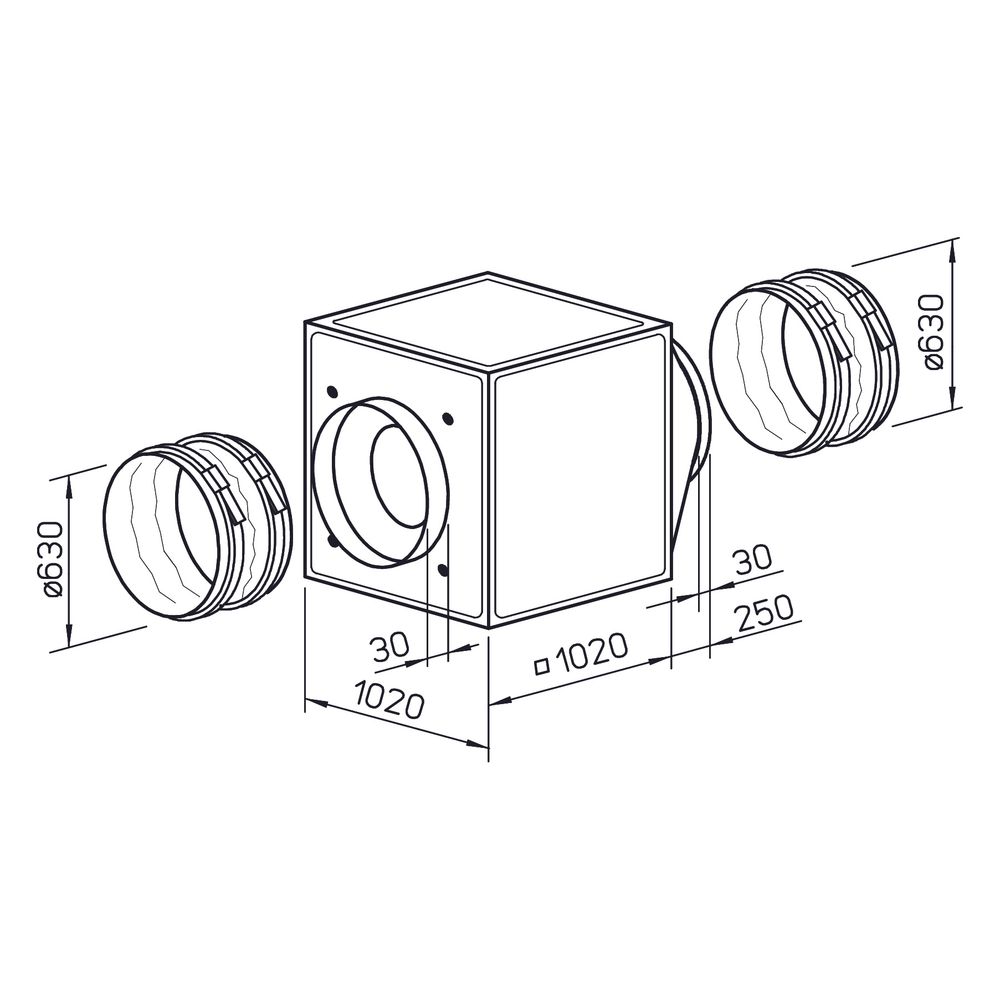 Helios GBD EC 630 Gigabox EC inkl. Formstück und flexiblen Manschetten DN 630, 3-PH 400V ... HELIOS-05815 4010184058151 (Abb. 2)