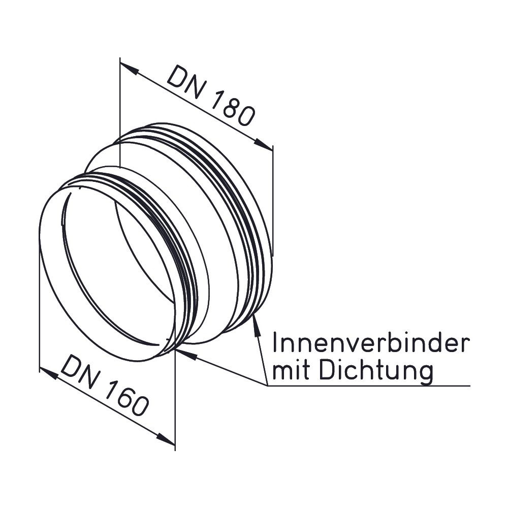 Helios RVBD 180/160 Reduzierstutzen DN 180 auf DN 160 mit beidseitigen Dichtung außen... HELIOS-09589 4010184095897 (Abb. 2)